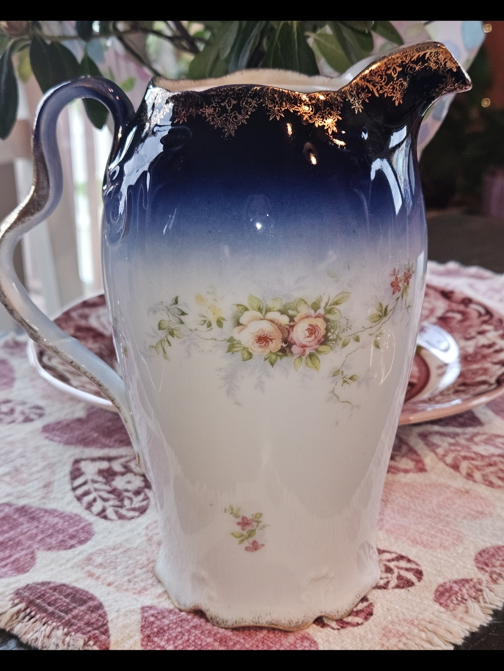 Antique Rosenthal Iris Porcelain Chocolate Pot Pitcher with Gold Trim